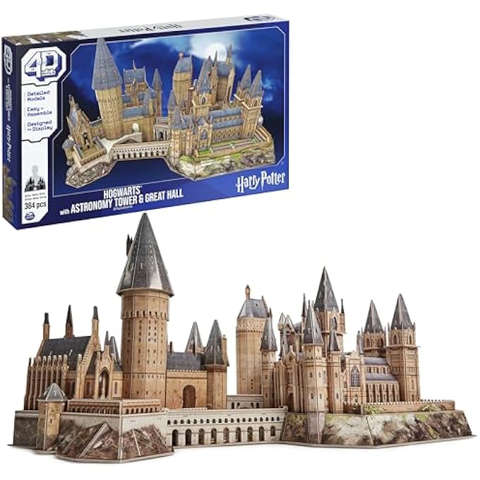 HARRY POTTER DELUXE HOGWARTS CASTLE WITH ASTRONOMY TOWER & GREAT HALL OVER 2FT. WIDE MODEL KIT 384 PCS 3D PUZZLES FOR ADULTS & TEENS 12+ - Image 1